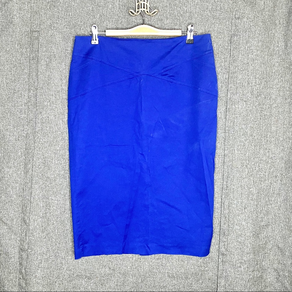 Bold blue pencil skirt